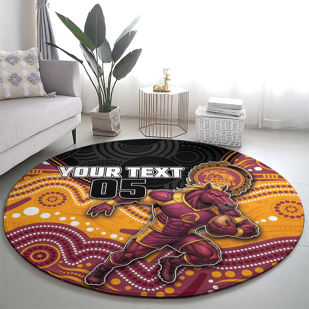 Custom Broncos Round Carpet Horse Mascot With Aboriginal Indigenous
