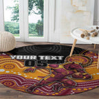 Custom Broncos Round Carpet Horse Mascot With Aboriginal Indigenous