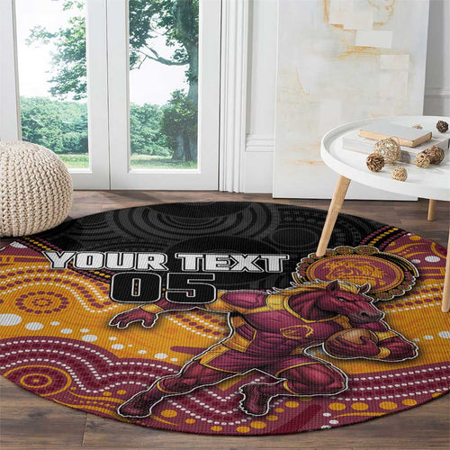 Custom Broncos Round Carpet Horse Mascot With Aboriginal Indigenous