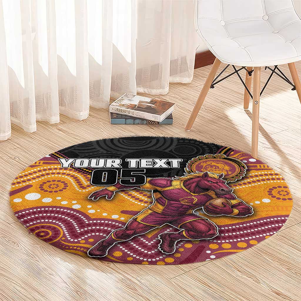 Custom Broncos Round Carpet Horse Mascot With Aboriginal Indigenous