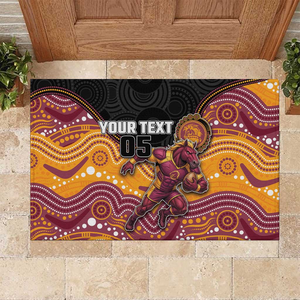 Custom Broncos Rubber Doormat Horse Mascot With Aboriginal Indigenous