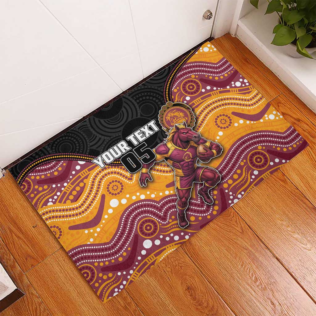 Custom Broncos Rubber Doormat Horse Mascot With Aboriginal Indigenous
