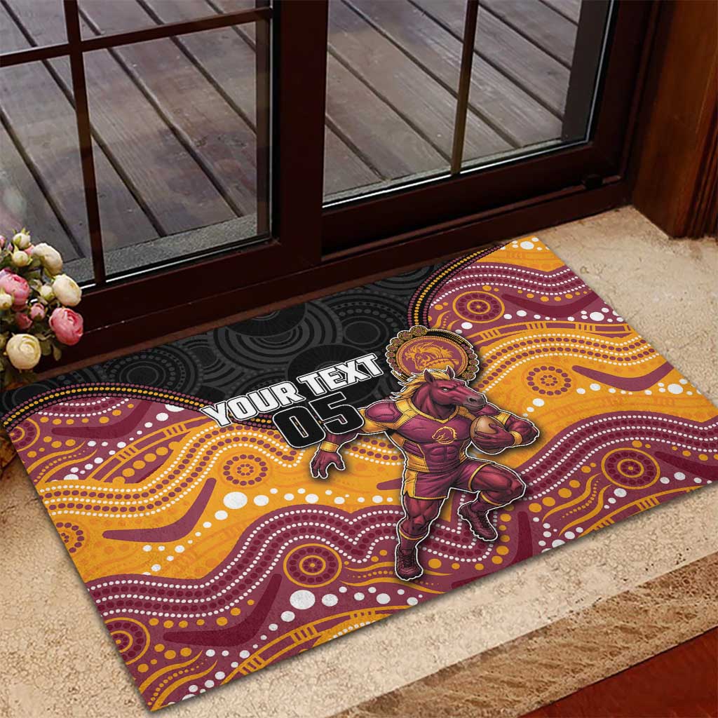 Custom Broncos Rubber Doormat Horse Mascot With Aboriginal Indigenous