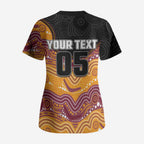 Custom Broncos Scrub Top Horse Mascot With Aboriginal Indigenous