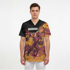 Custom Broncos Scrub Top Horse Mascot With Aboriginal Indigenous