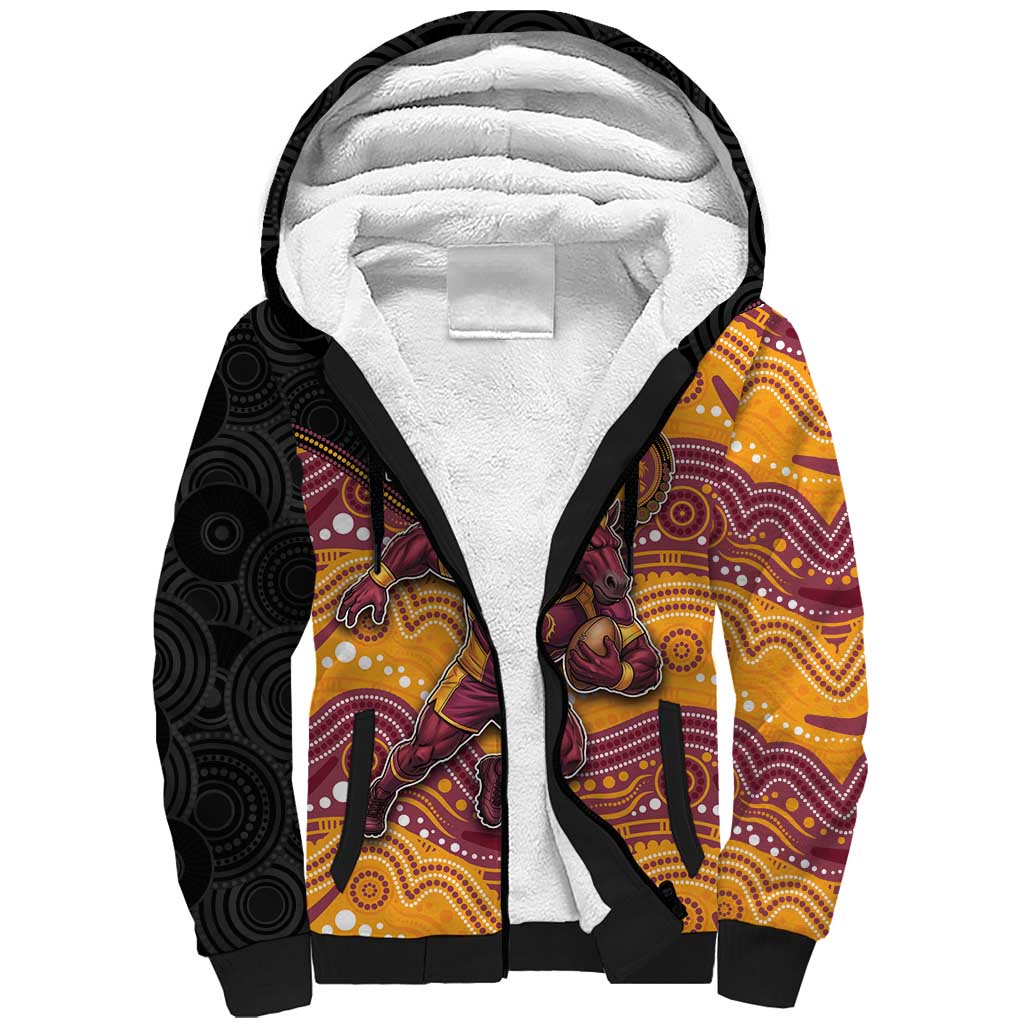 Custom Broncos Sherpa Hoodie Horse Mascot With Aboriginal Indigenous