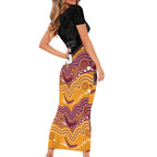 Custom Broncos Short Sleeve Bodycon Dress Horse Mascot With Aboriginal Indigenous