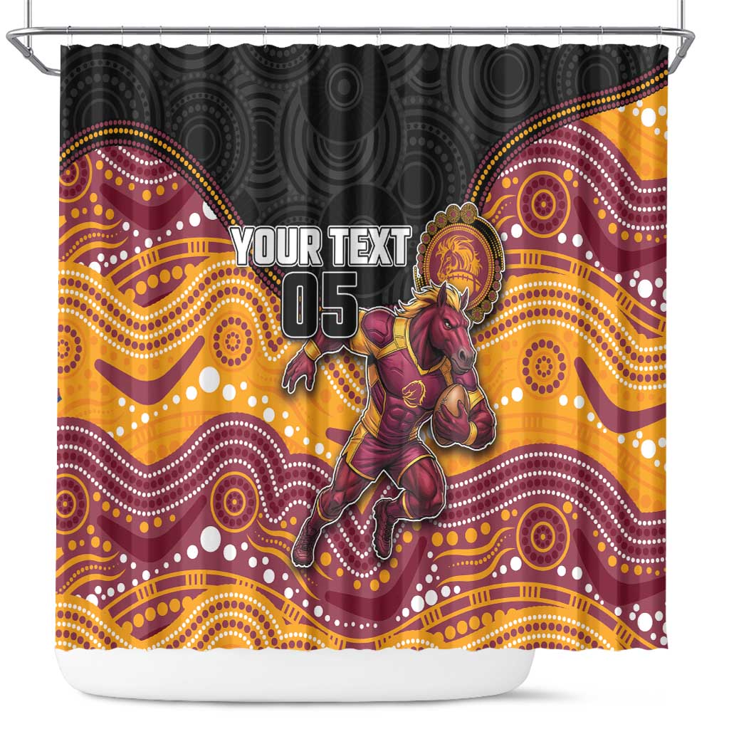 Custom Broncos Shower Curtain Horse Mascot With Aboriginal Indigenous