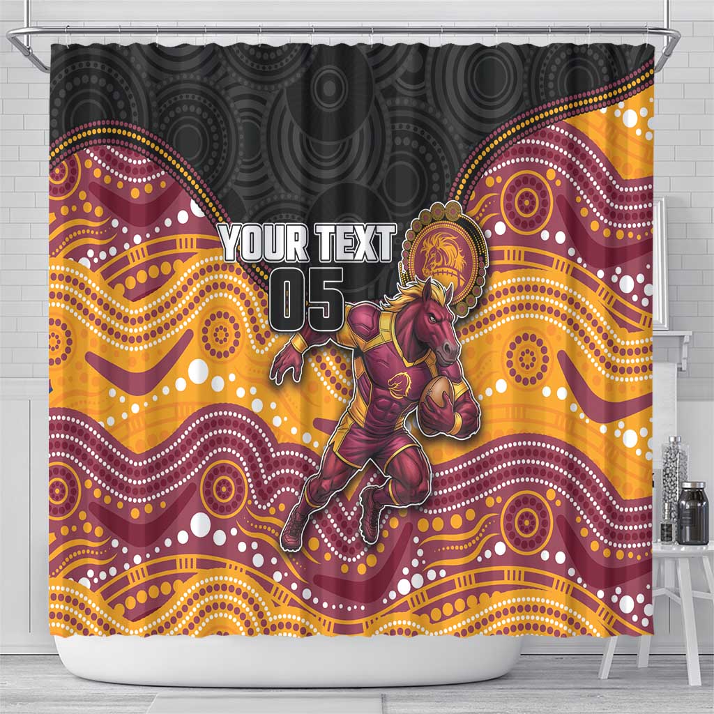 Custom Broncos Shower Curtain Horse Mascot With Aboriginal Indigenous