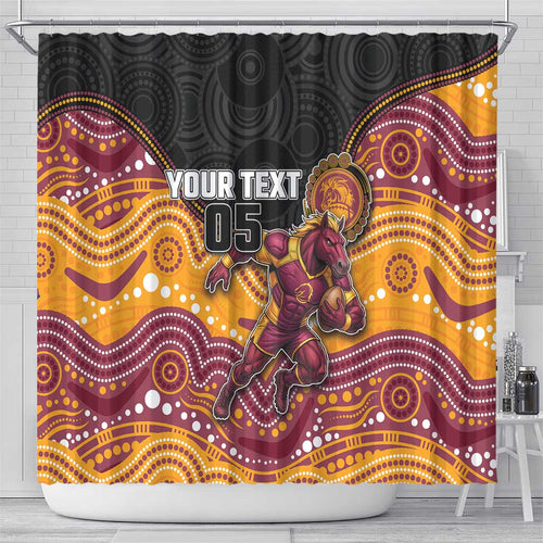 Custom Broncos Shower Curtain Horse Mascot With Aboriginal Indigenous