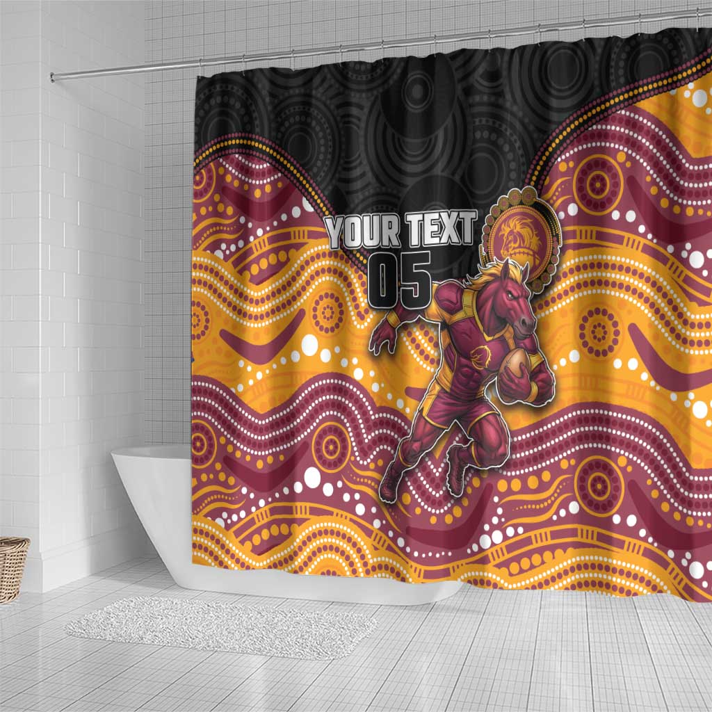 Custom Broncos Shower Curtain Horse Mascot With Aboriginal Indigenous