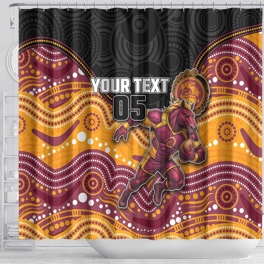 Custom Broncos Shower Curtain Horse Mascot With Aboriginal Indigenous