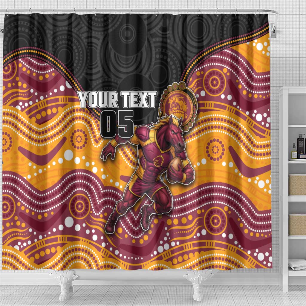 Custom Broncos Shower Curtain Horse Mascot With Aboriginal Indigenous