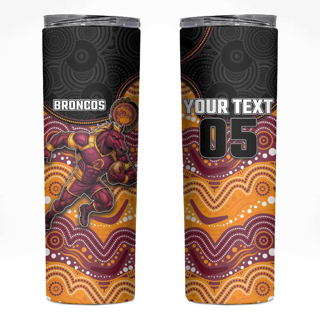 Custom Broncos Skinny Tumbler Horse Mascot With Aboriginal Indigenous
