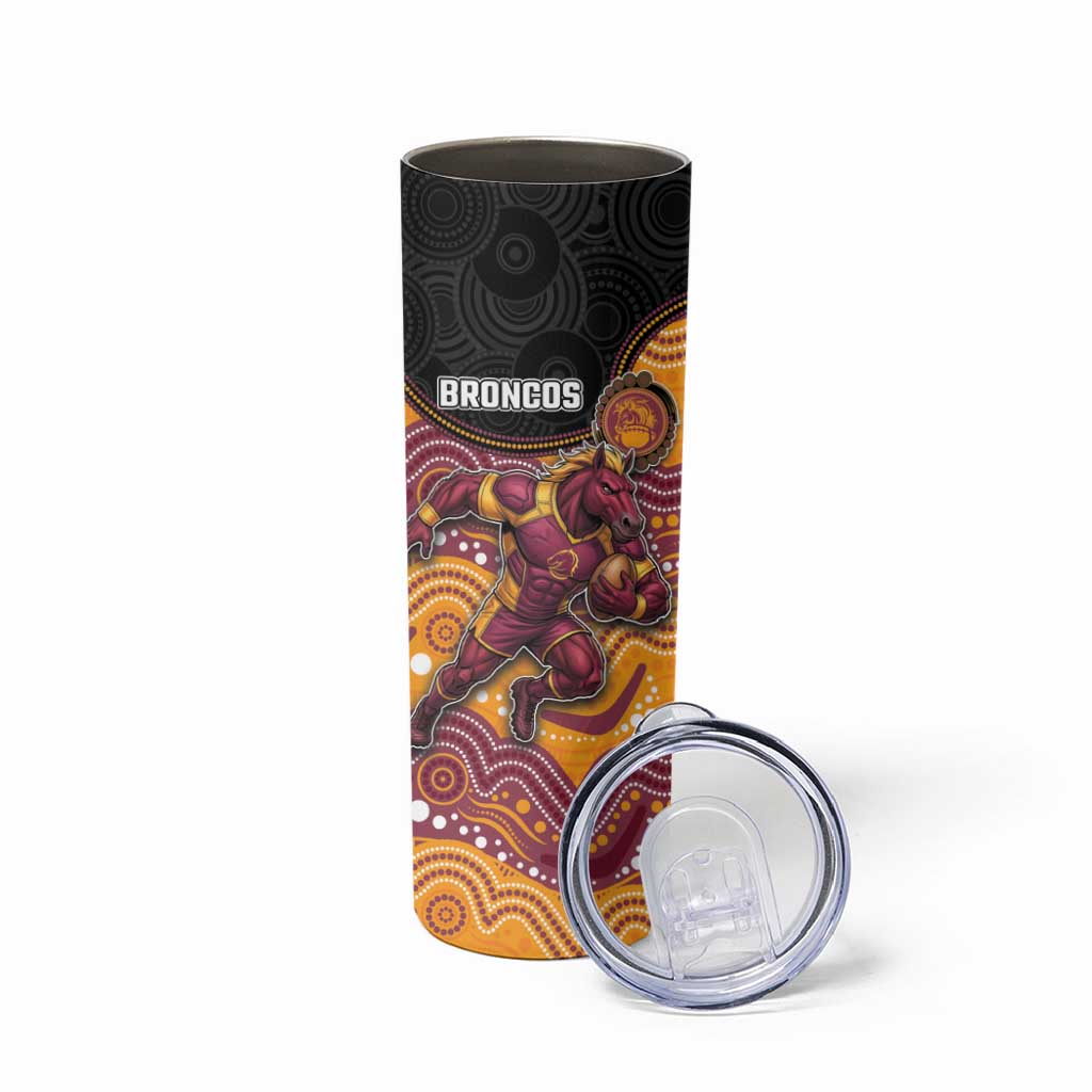 Custom Broncos Skinny Tumbler Horse Mascot With Aboriginal Indigenous