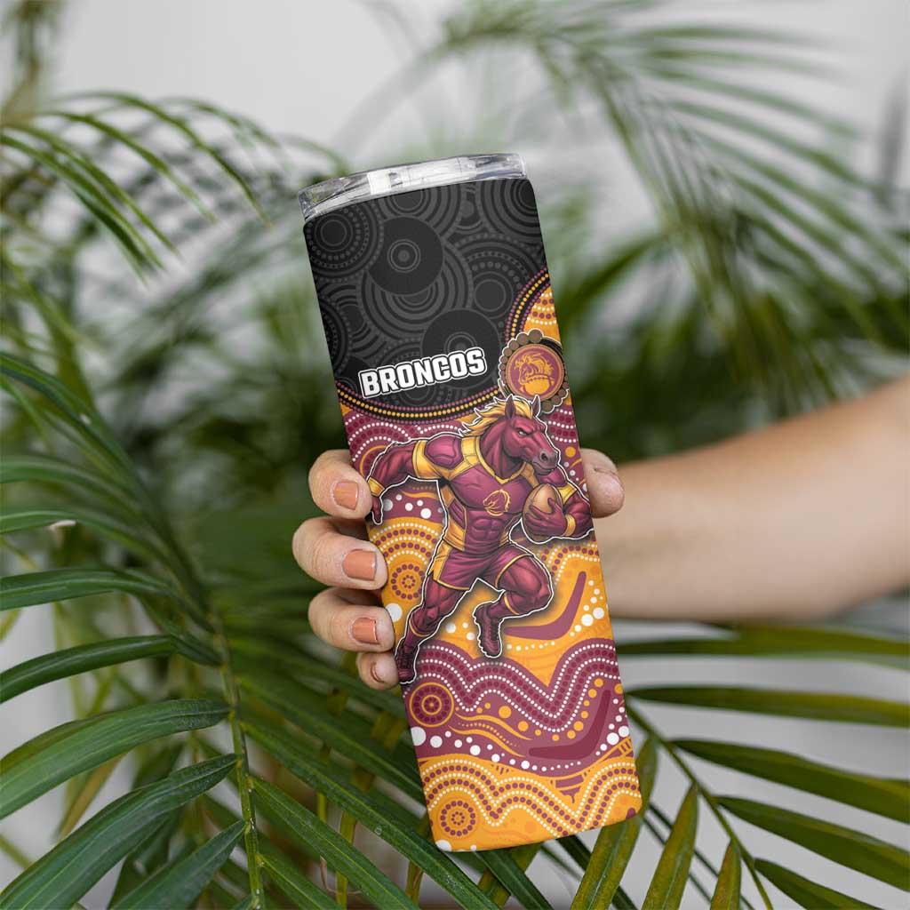 Custom Broncos Skinny Tumbler Horse Mascot With Aboriginal Indigenous