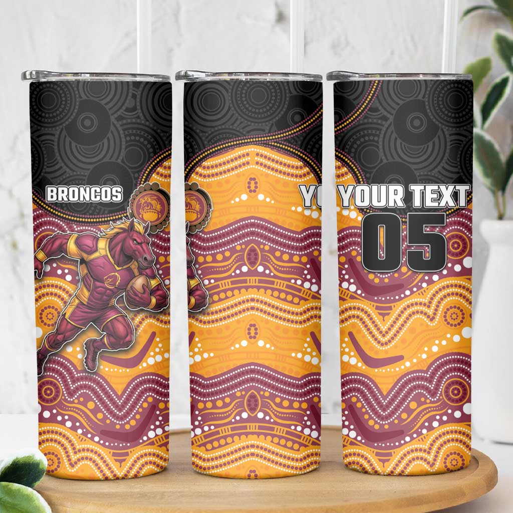 Custom Broncos Skinny Tumbler Horse Mascot With Aboriginal Indigenous