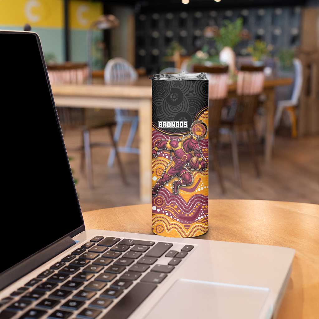 Custom Broncos Skinny Tumbler Horse Mascot With Aboriginal Indigenous