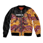 Custom Broncos Sleeve Zip Bomber Jacket Horse Mascot With Aboriginal Indigenous