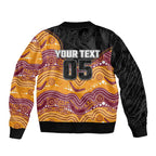 Custom Broncos Sleeve Zip Bomber Jacket Horse Mascot With Aboriginal Indigenous