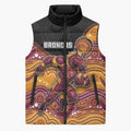 Custom Broncos Sleeveless Puffer Jacket Horse Mascot With Aboriginal Indigenous