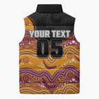 Custom Broncos Sleeveless Puffer Jacket Horse Mascot With Aboriginal Indigenous