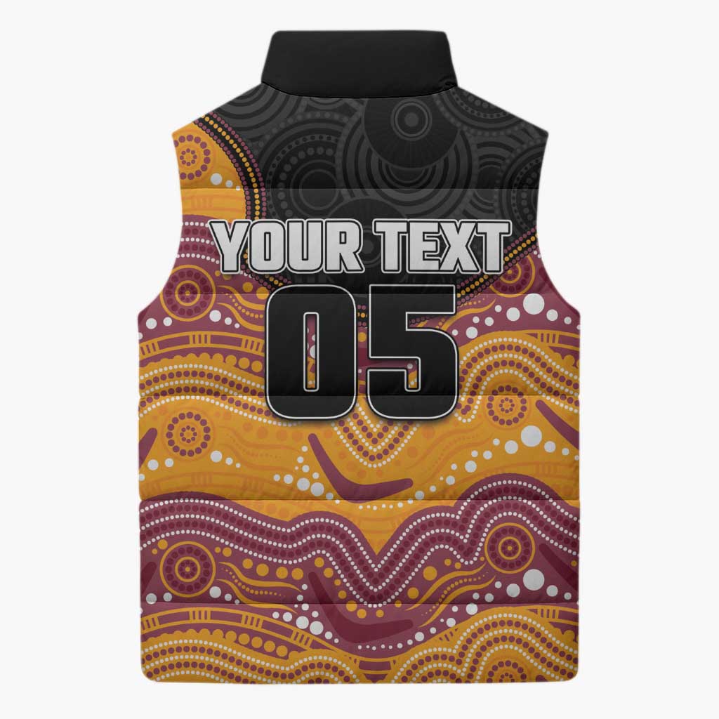 Custom Broncos Sleeveless Puffer Jacket Horse Mascot With Aboriginal Indigenous