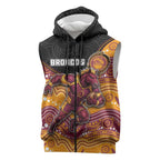 Custom Broncos Sleeveless Zip Hoodie Horse Mascot With Aboriginal Indigenous