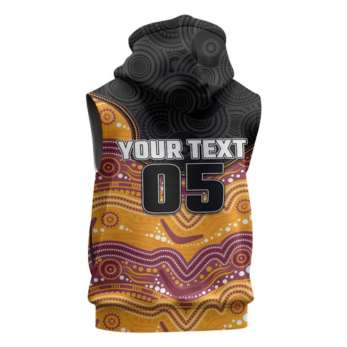 Custom Broncos Sleeveless Zip Hoodie Horse Mascot With Aboriginal Indigenous
