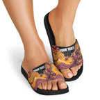 Custom Broncos Slide Sandals Horse Mascot With Aboriginal Indigenous