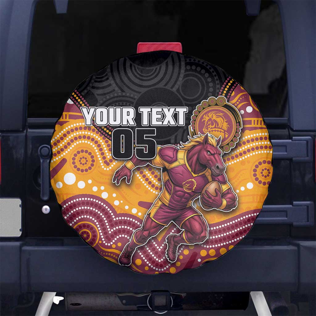Custom Broncos Spare Tire Cover Horse Mascot With Aboriginal Indigenous
