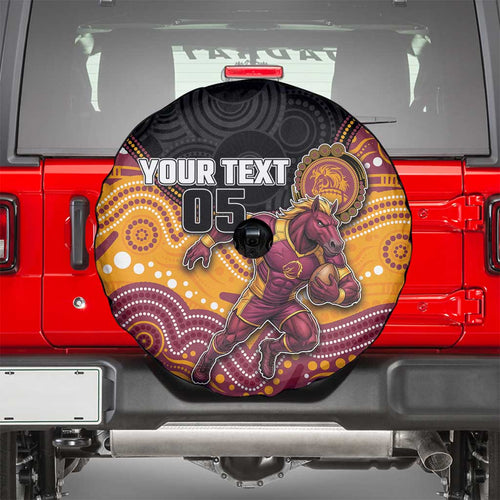 Custom Broncos Spare Tire Cover Horse Mascot With Aboriginal Indigenous