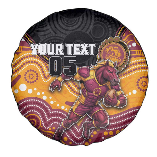 Custom Broncos Spare Tire Cover Horse Mascot With Aboriginal Indigenous