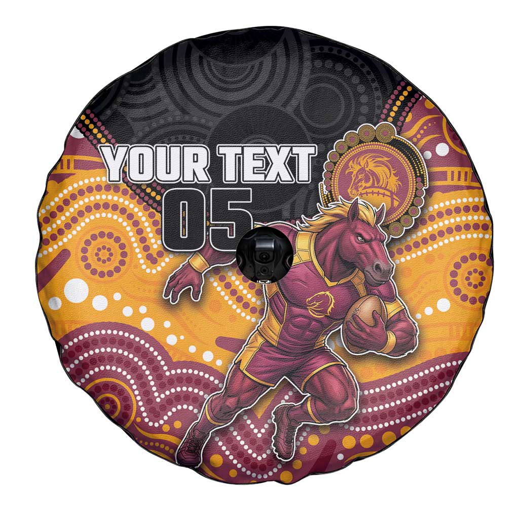 Custom Broncos Spare Tire Cover Horse Mascot With Aboriginal Indigenous