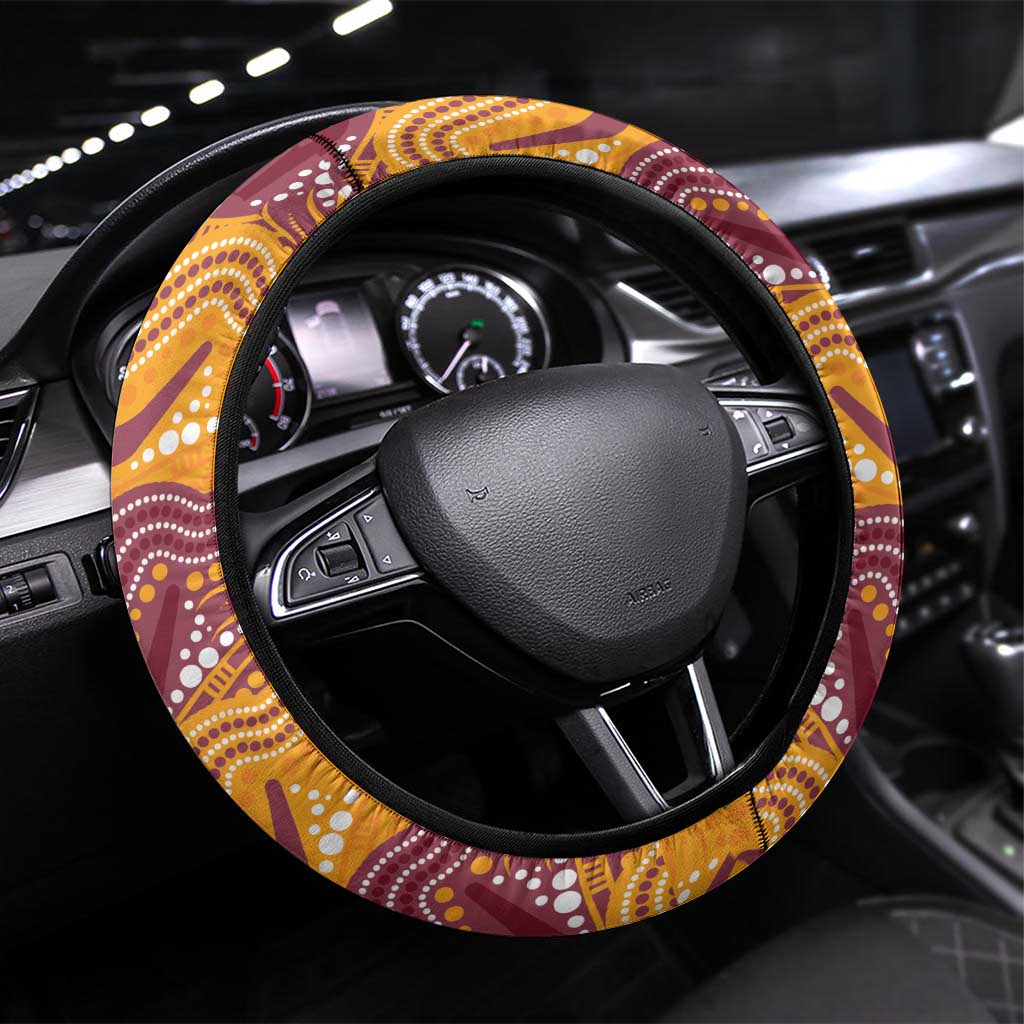 Broncos Steering Wheel Cover Horse Mascot With Aboriginal Indigenous