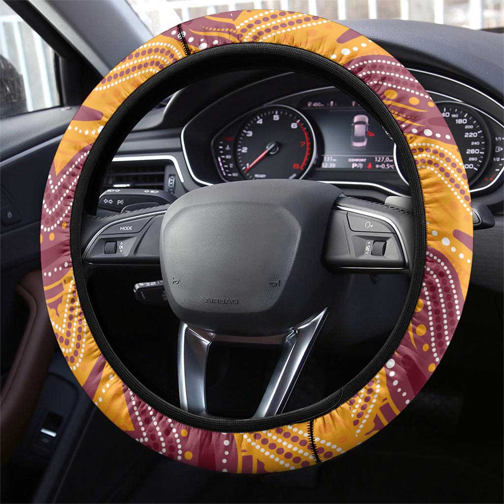 Broncos Steering Wheel Cover Horse Mascot With Aboriginal Indigenous