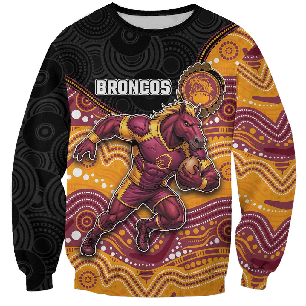 Custom Broncos Sweatshirt Horse Mascot With Aboriginal Indigenous