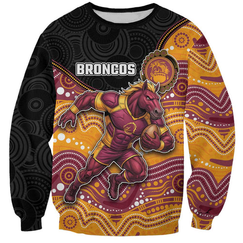 Custom Broncos Sweatshirt Horse Mascot With Aboriginal Indigenous