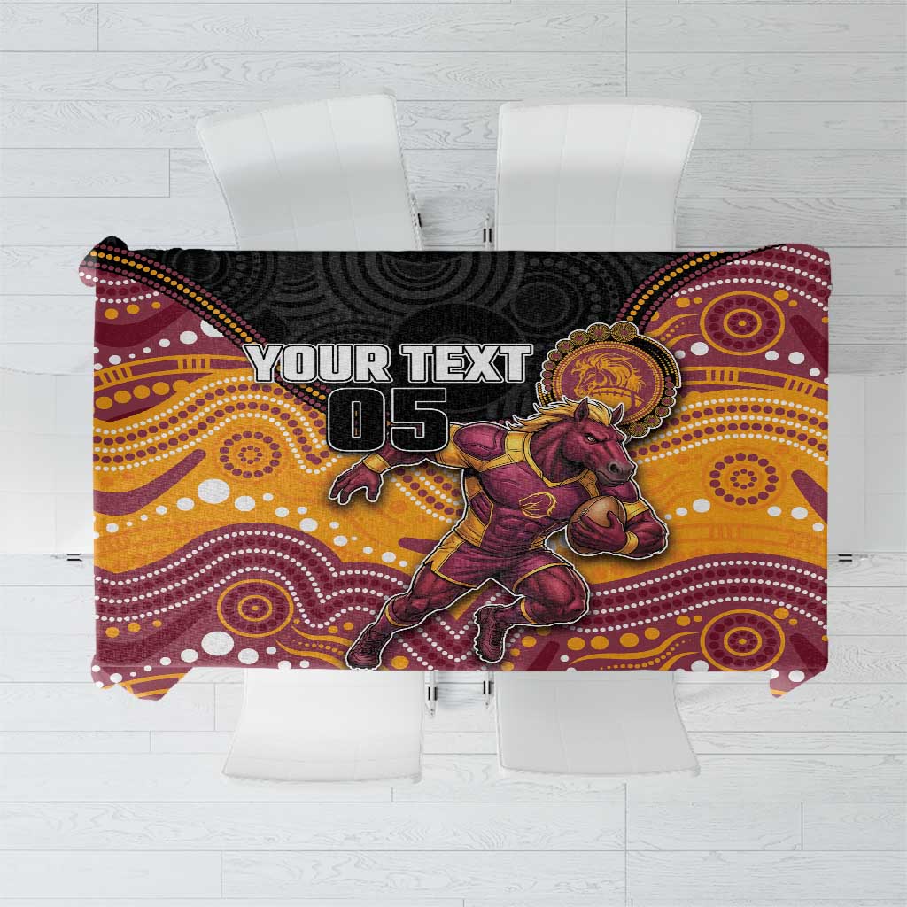 Custom Broncos Tablecloth Horse Mascot With Aboriginal Indigenous