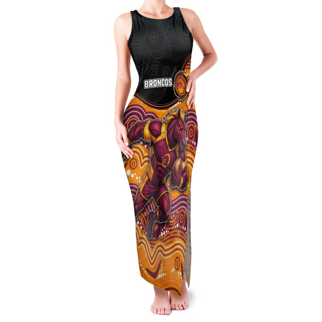 Custom Broncos Tank Maxi Dress Horse Mascot With Aboriginal Indigenous
