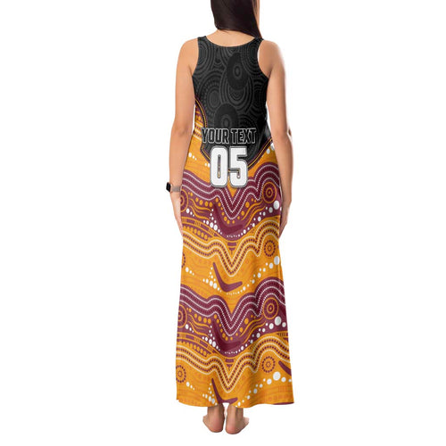 Custom Broncos Tank Maxi Dress Horse Mascot With Aboriginal Indigenous