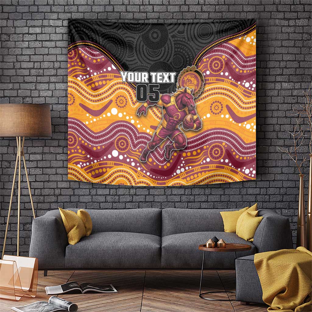 Custom Broncos Tapestry Horse Mascot With Aboriginal Indigenous