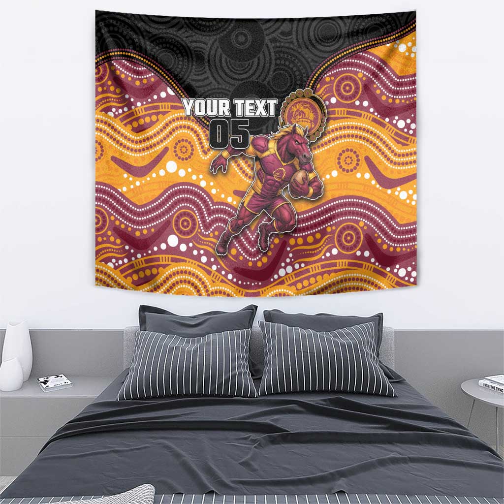 Custom Broncos Tapestry Horse Mascot With Aboriginal Indigenous