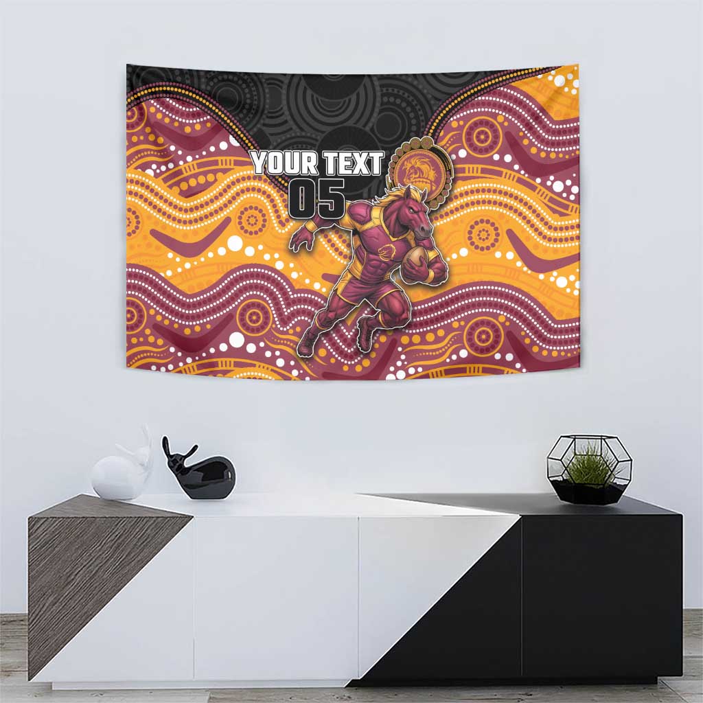 Custom Broncos Tapestry Horse Mascot With Aboriginal Indigenous