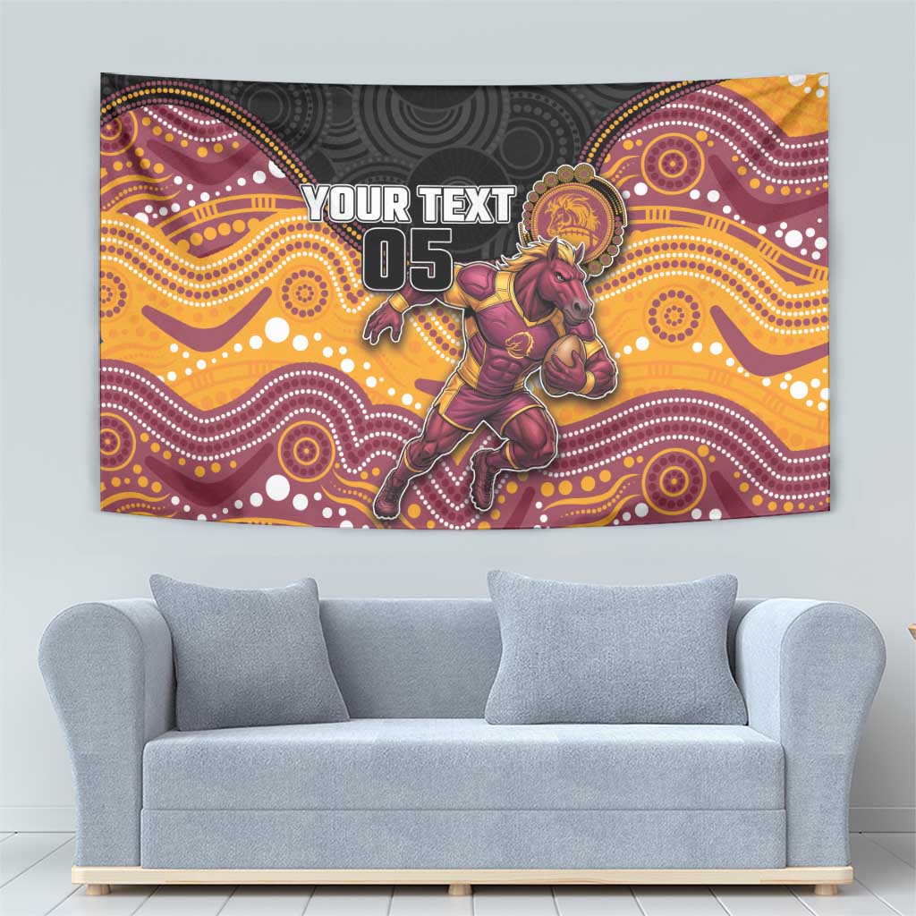 Custom Broncos Tapestry Horse Mascot With Aboriginal Indigenous