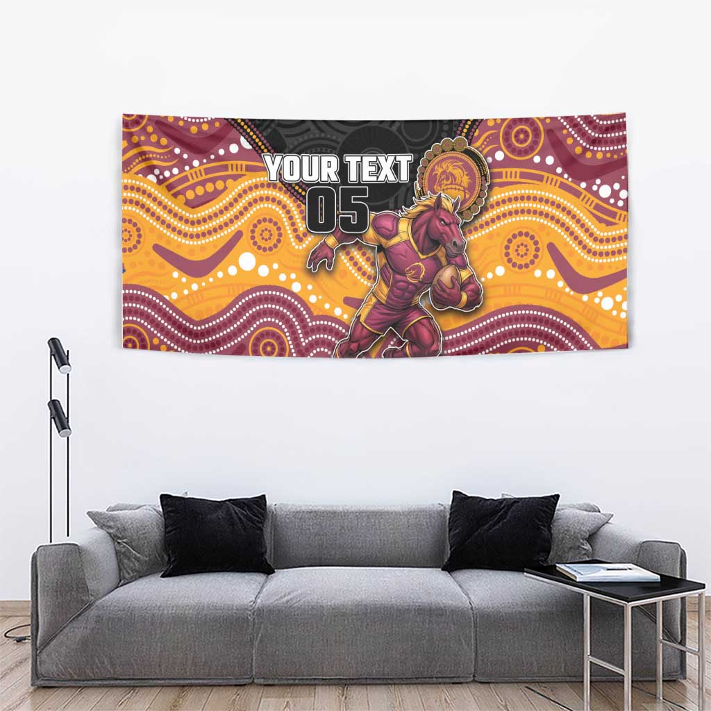 Custom Broncos Tapestry Horse Mascot With Aboriginal Indigenous