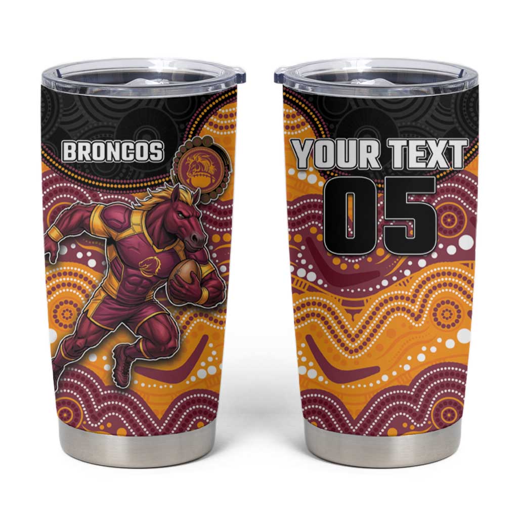 Custom Broncos Tumbler Cup Horse Mascot With Aboriginal Indigenous