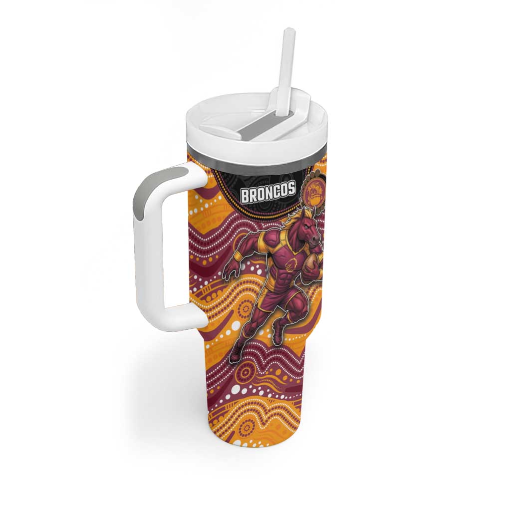 Custom Broncos Tumbler With Handle Horse Mascot With Aboriginal Indigenous