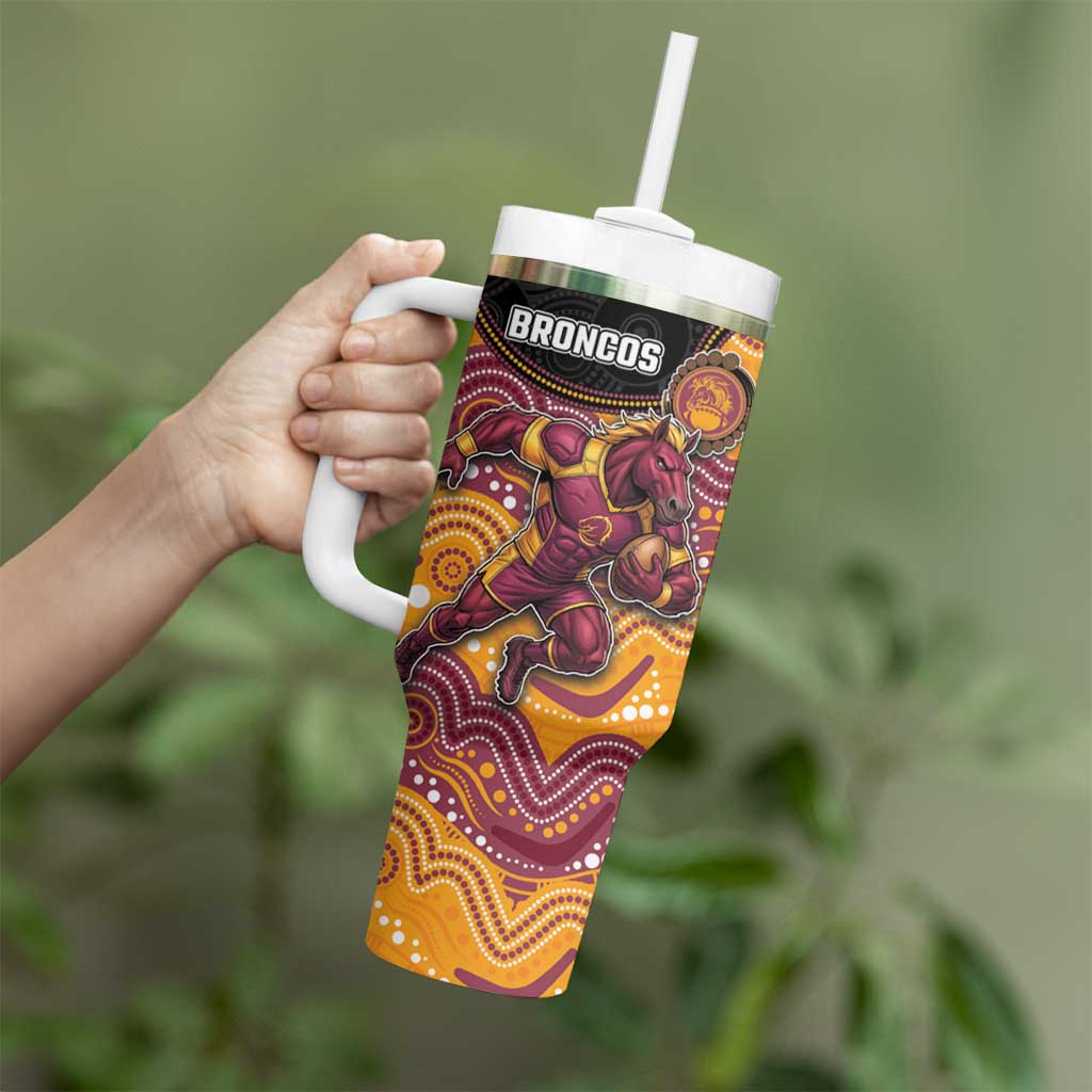 Custom Broncos Tumbler With Handle Horse Mascot With Aboriginal Indigenous