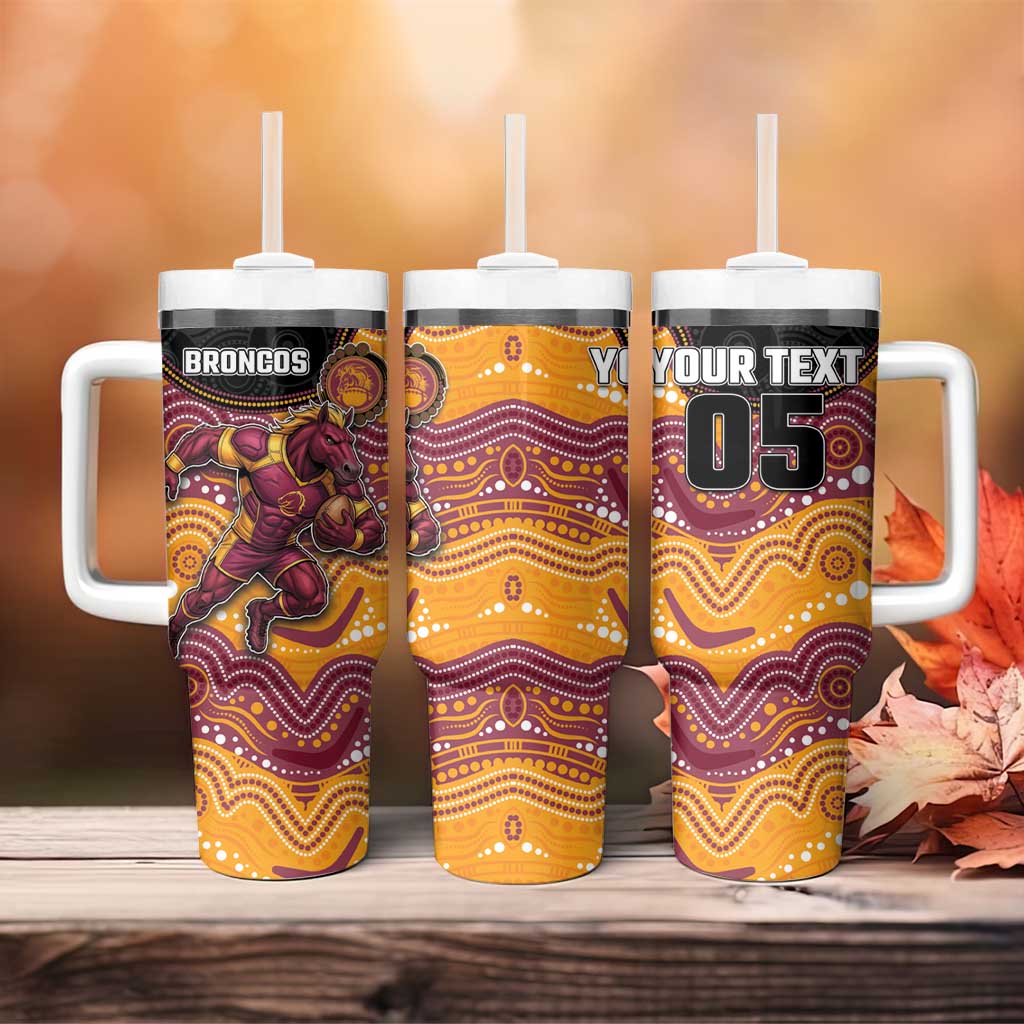 Custom Broncos Tumbler With Handle Horse Mascot With Aboriginal Indigenous